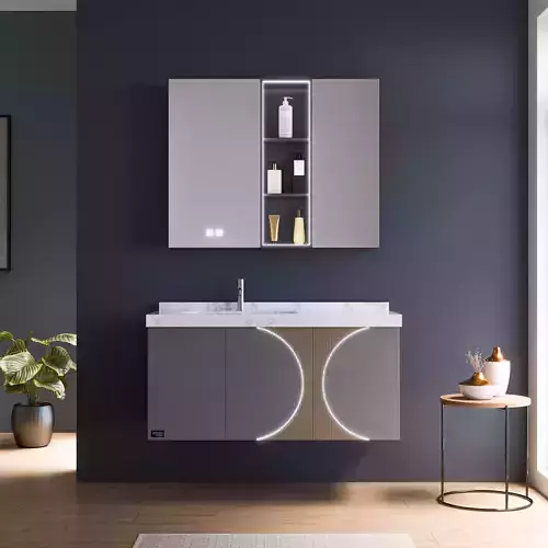Inverted Circle Modern Bathroom Vanity Scene