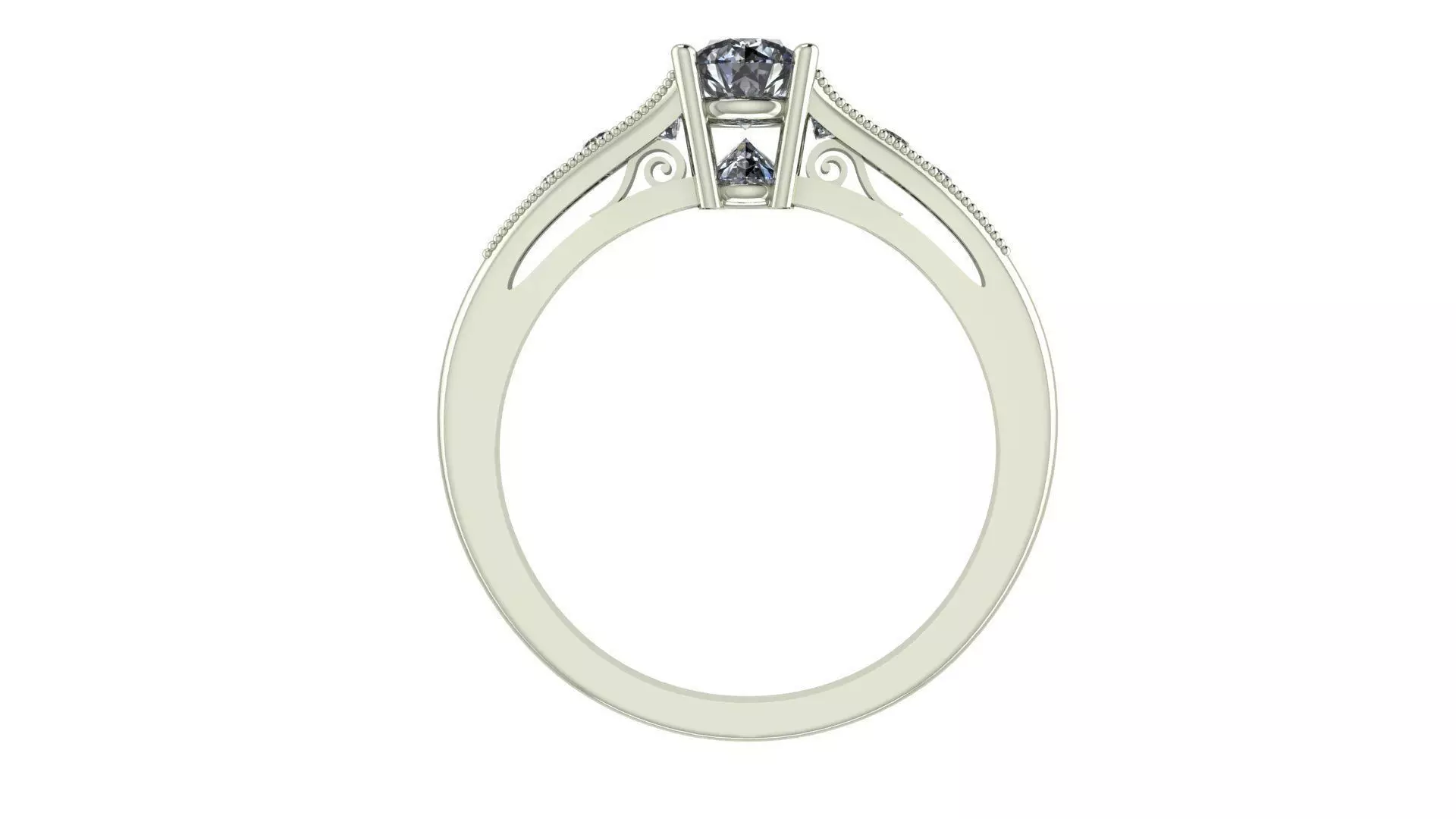 Inverted Diamond Engagement Ring 3D print model_0
