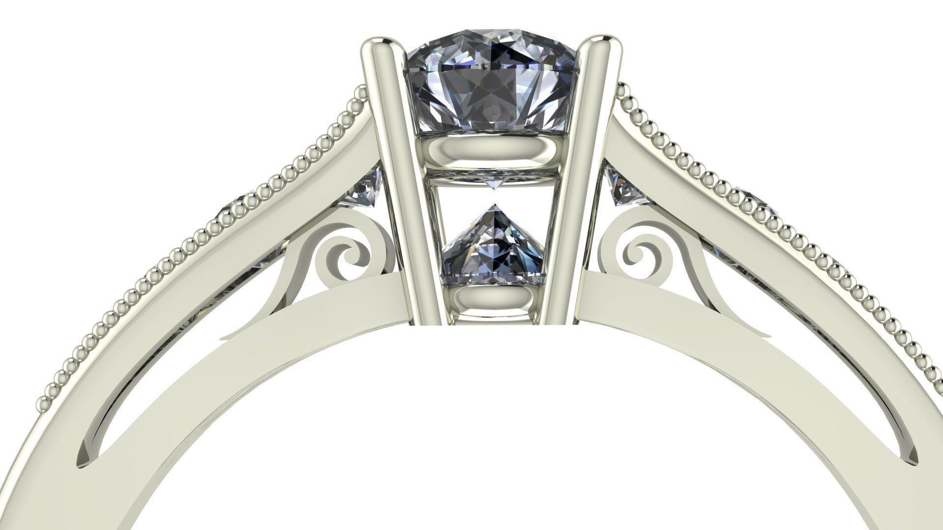 Inverted Diamond Engagement Ring 3D print model_4