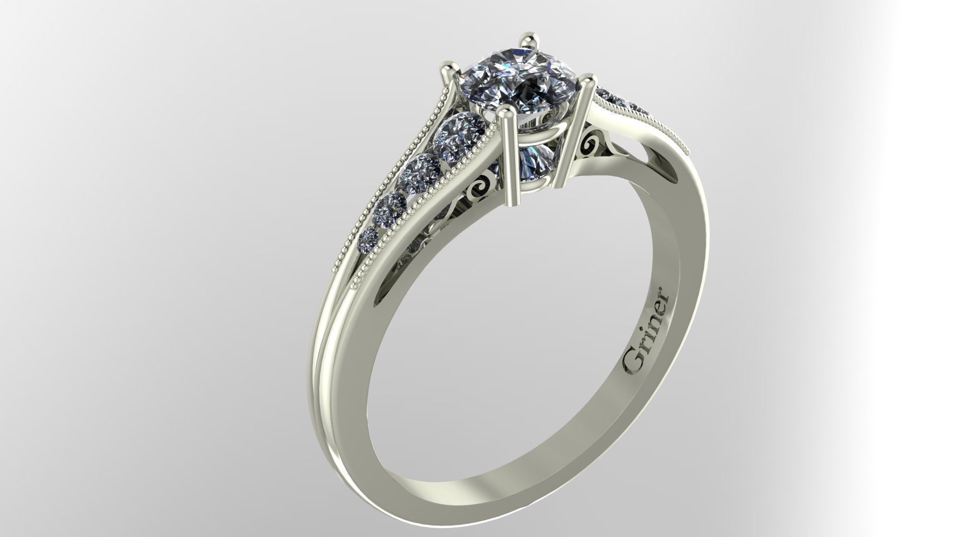 Inverted Diamond Engagement Ring 3D print model_5