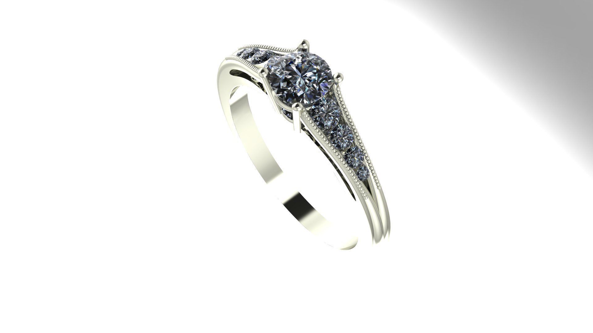 Inverted Diamond Engagement Ring 3D print model_3