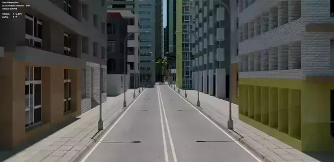 City Downtown Skyscraper Street 01 Low-poly 3D model 4