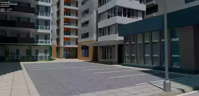 City Downtown Skyscraper Street 01 Low-poly 3D model 7