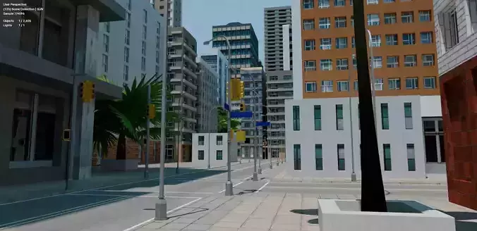 City Downtown Skyscraper Street 01 Low-poly 3D model 2