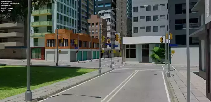 City Downtown Skyscraper Street 01 Low-poly 3D model 6
