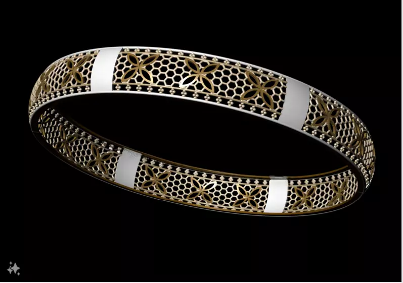 1277 Fine Lace Openwork Bangle 10gm 3D print model_1