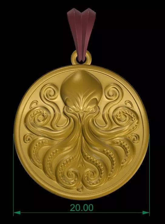 Kraken Pendant 3D print model_4