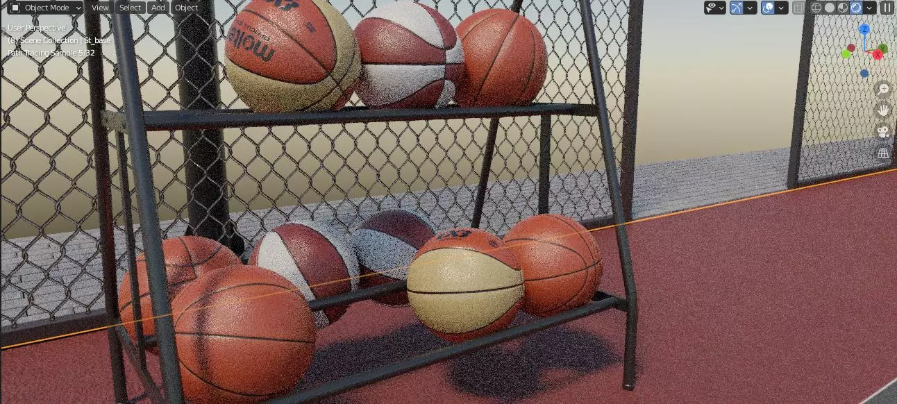 Basketball court Hq Free low-poly 3D model_2