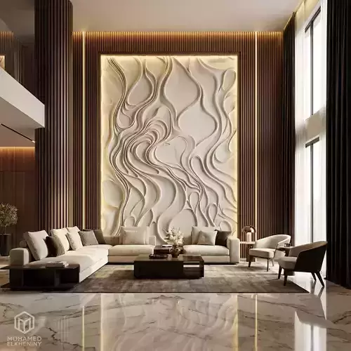 modern panel wall decor set relief stl mural CNC 256