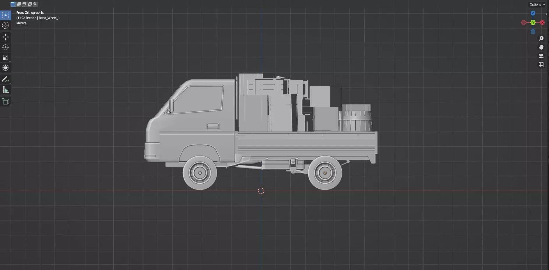 Low Poly Truck With Crates And Barrels - Untextured  Low-poly 3D model_14