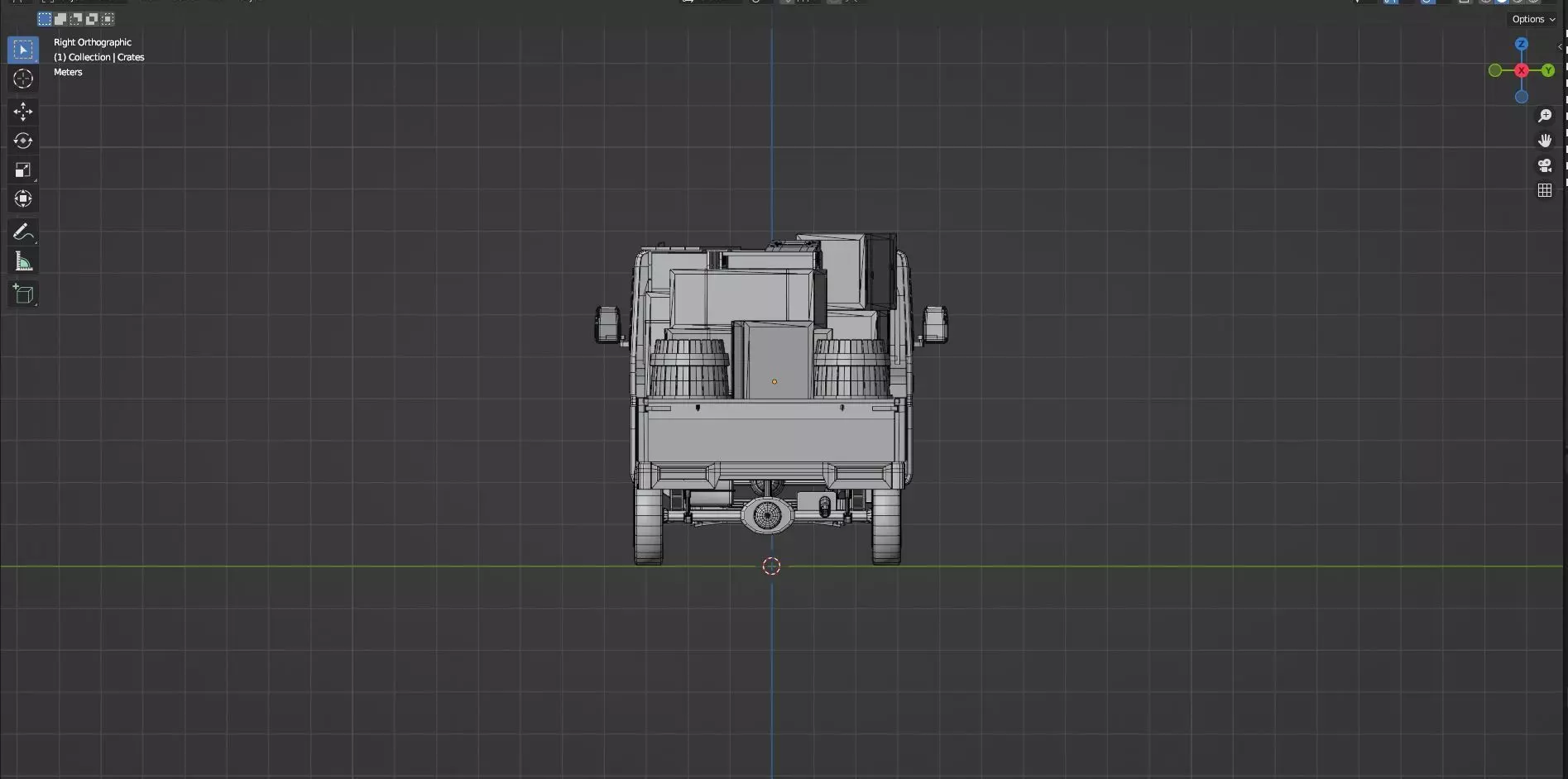 Low Poly Truck With Crates And Barrels - Untextured  Low-poly 3D model_21