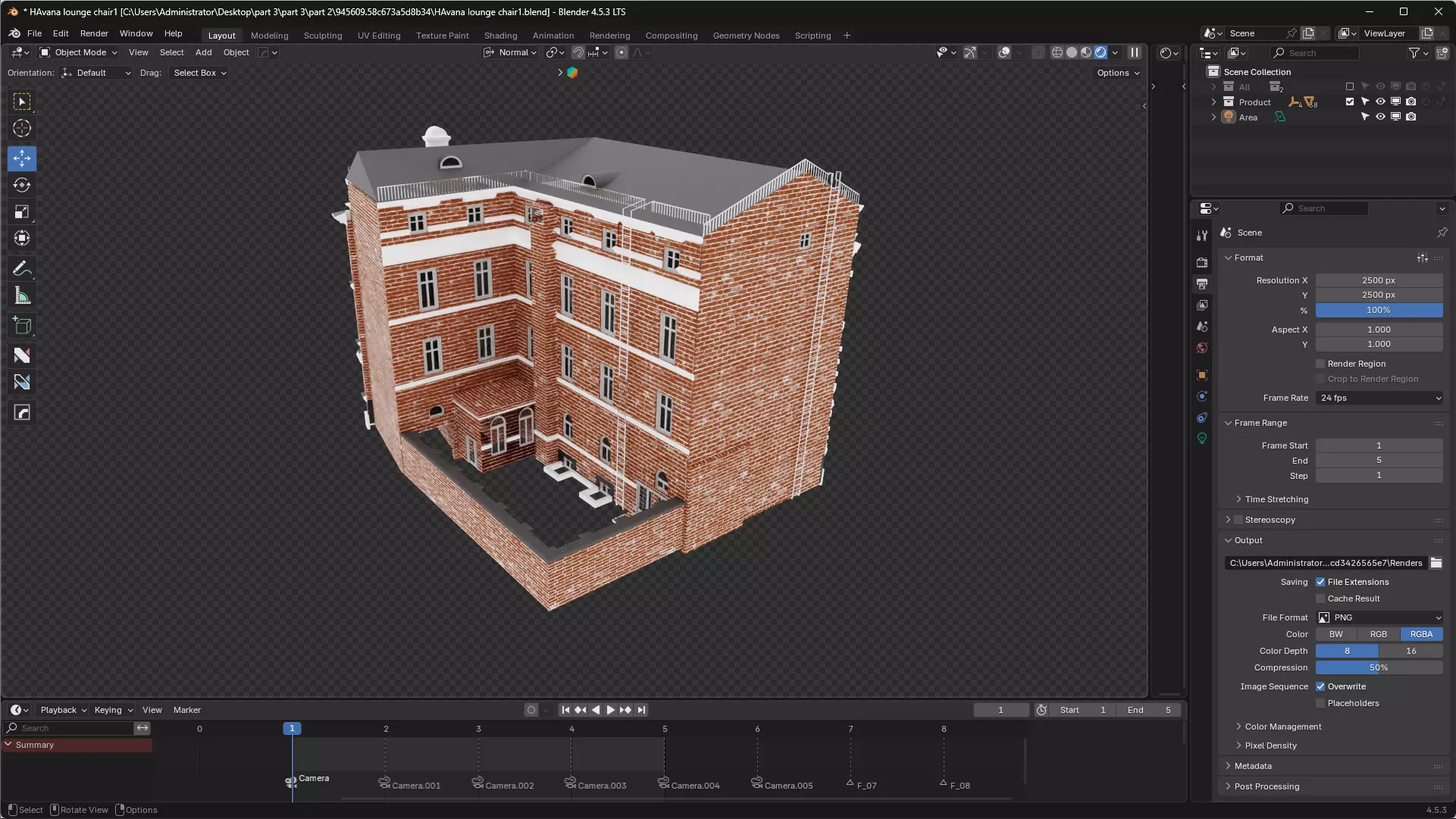Dutch architecture building Low-poly 3D model_6