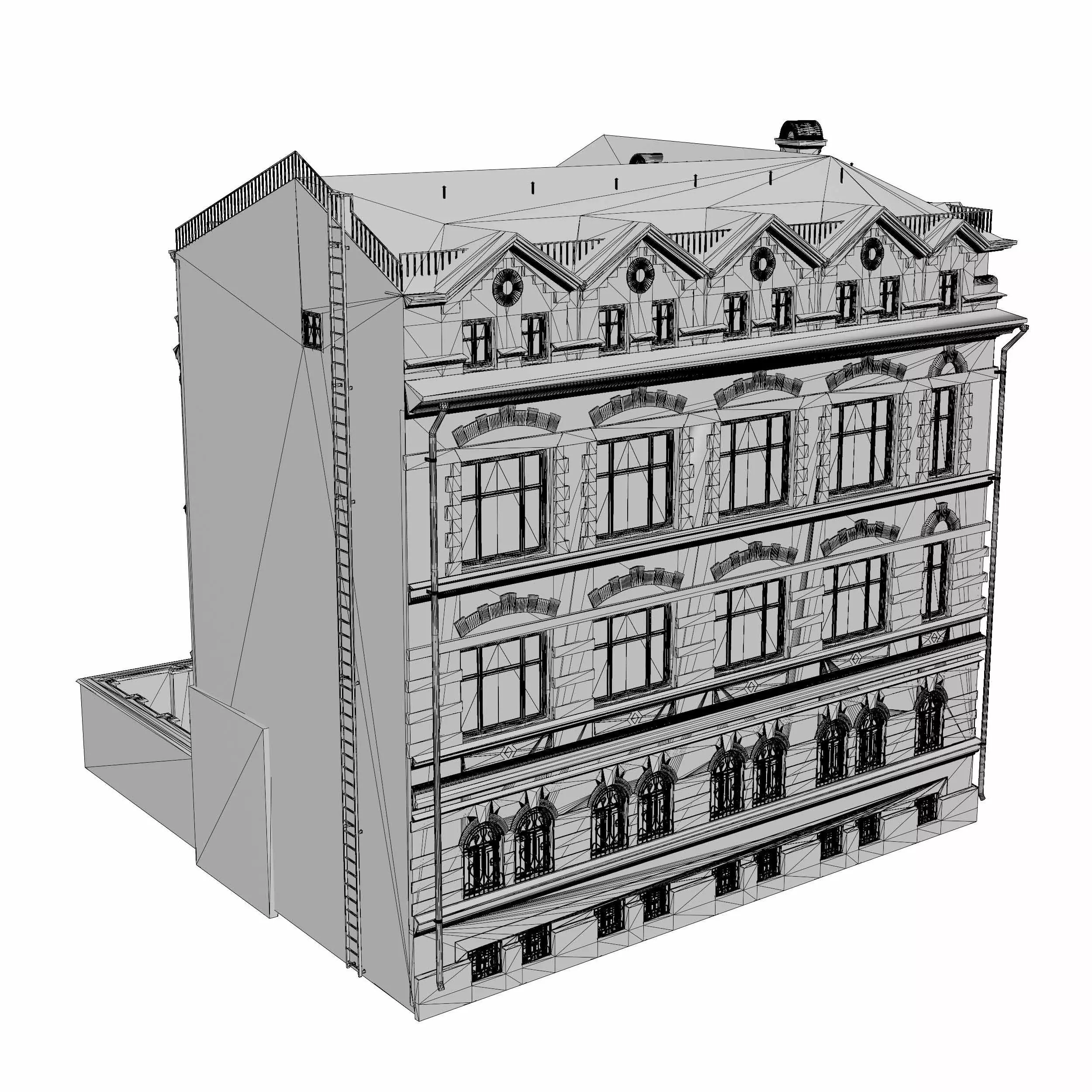 Dutch architecture building Low-poly 3D model_5