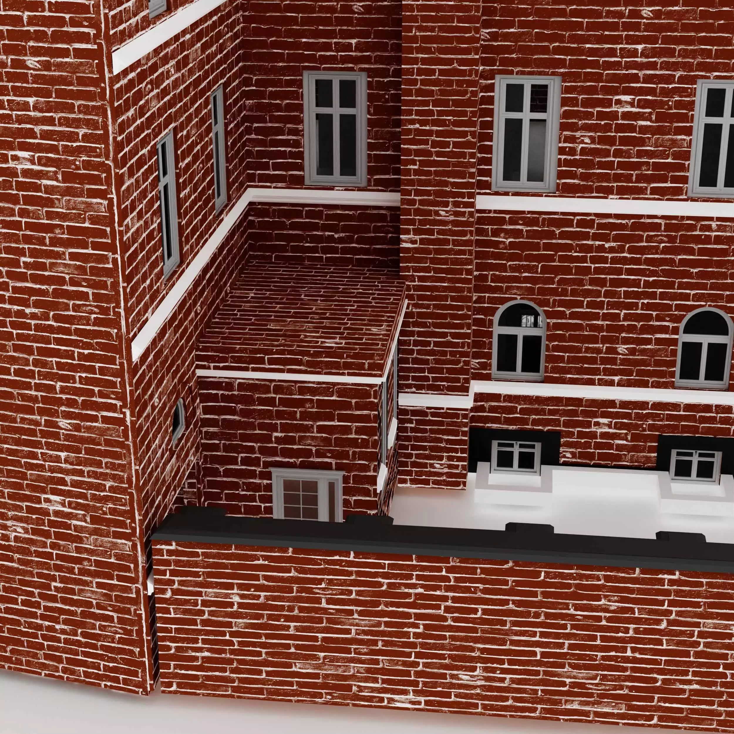 Dutch architecture building Low-poly 3D model_3