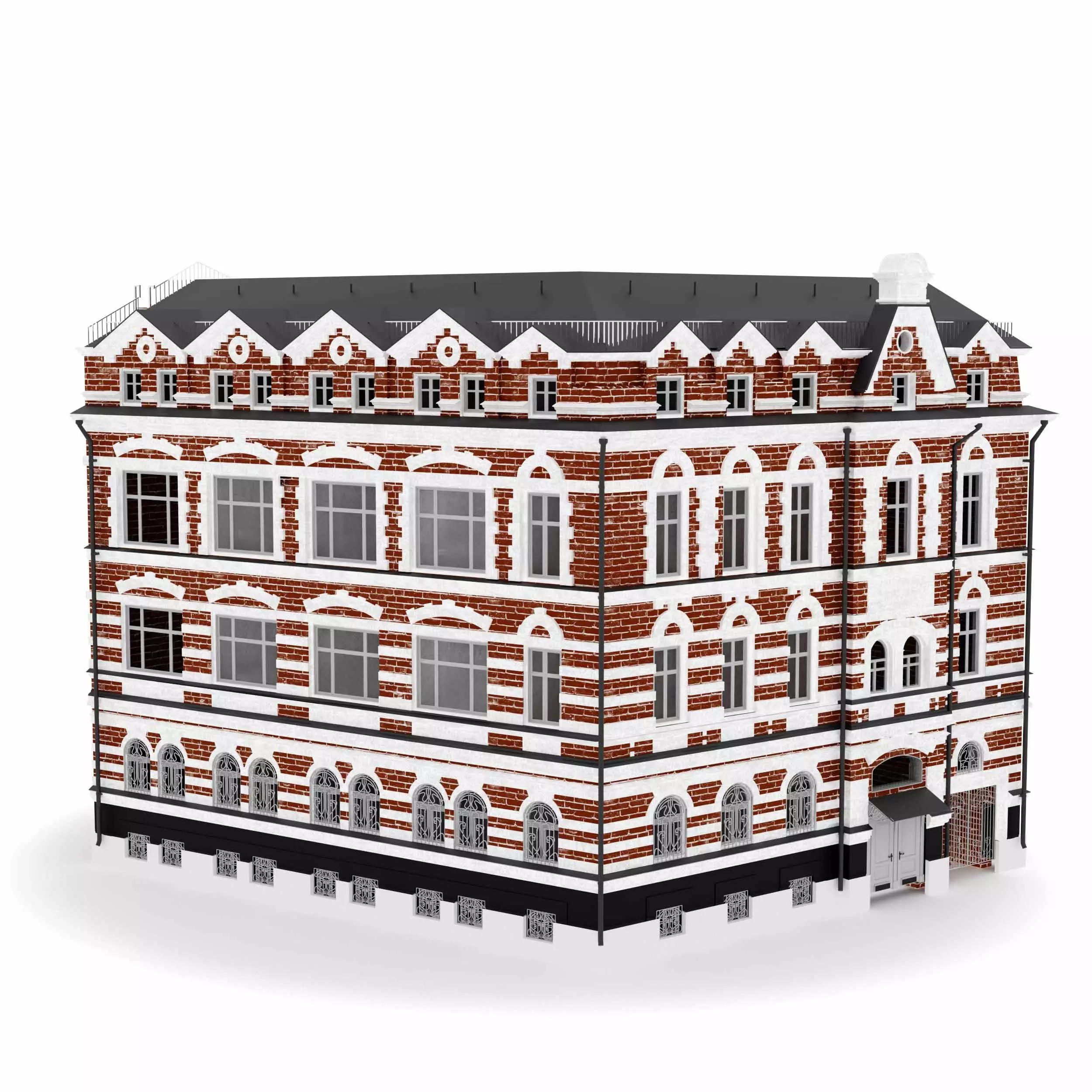 Dutch architecture building Low-poly 3D model_2