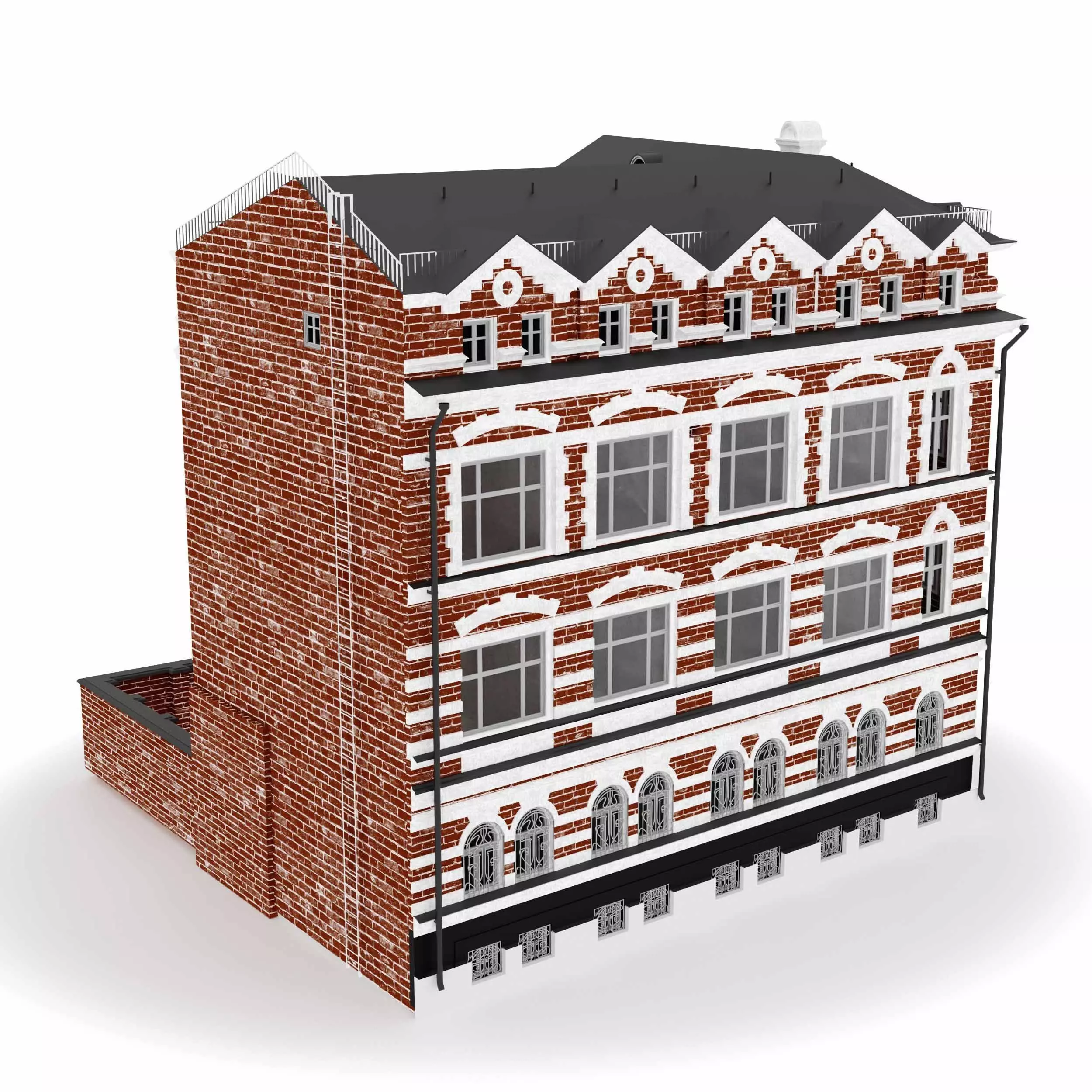 Dutch architecture building Low-poly 3D model_1