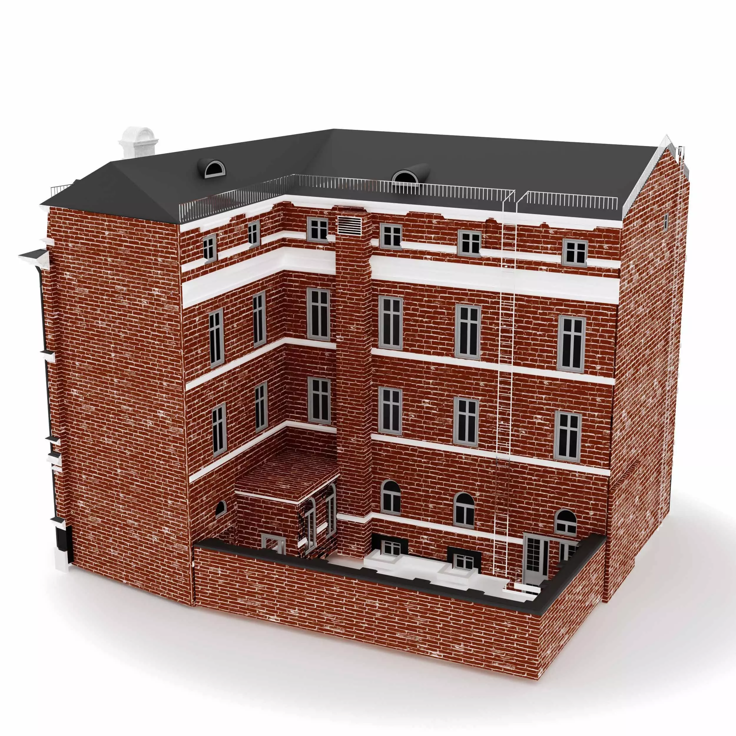 Dutch architecture building Low-poly 3D model_0