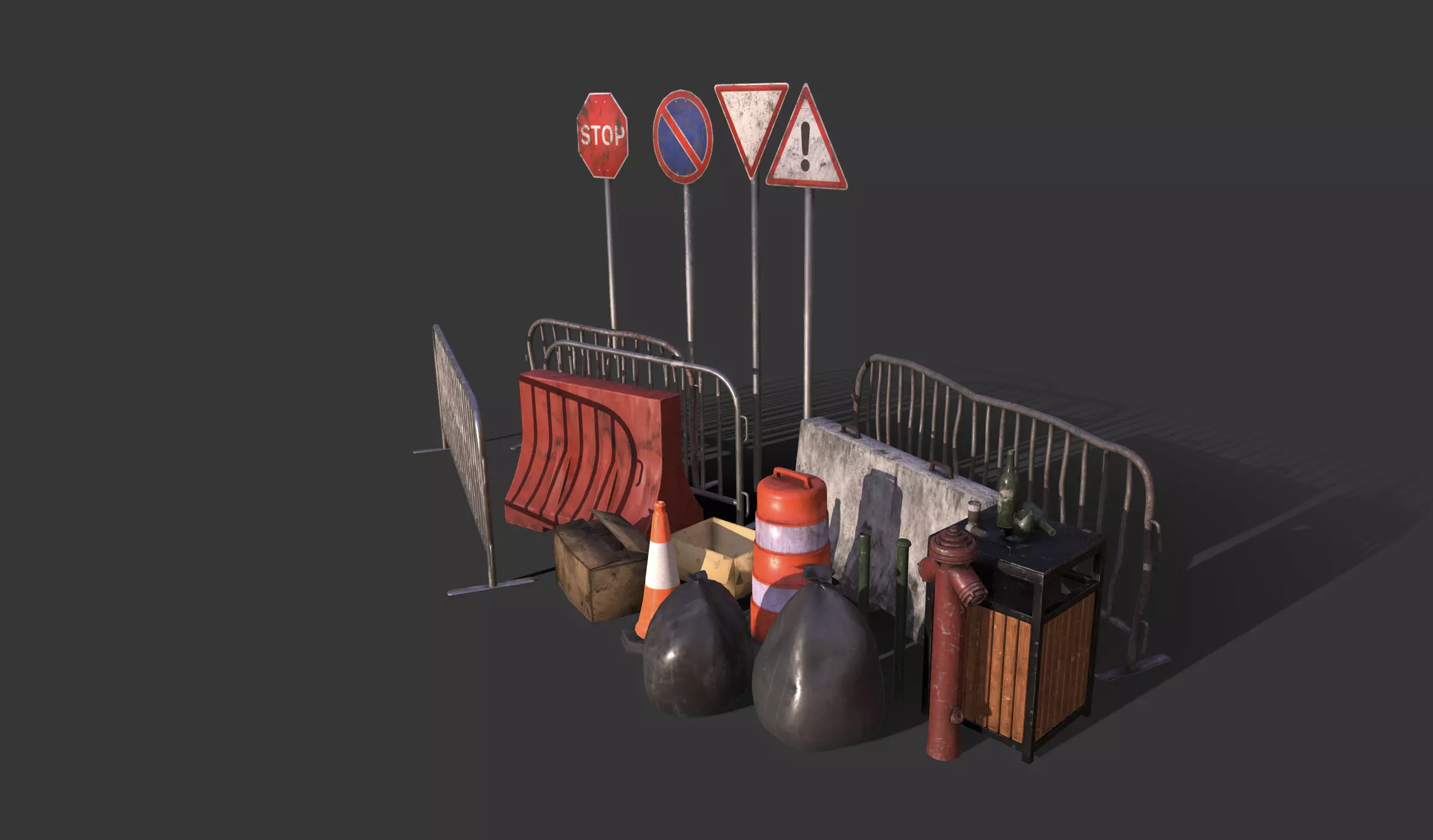 Street Traffic Asset Pack Low-poly 3D model_4