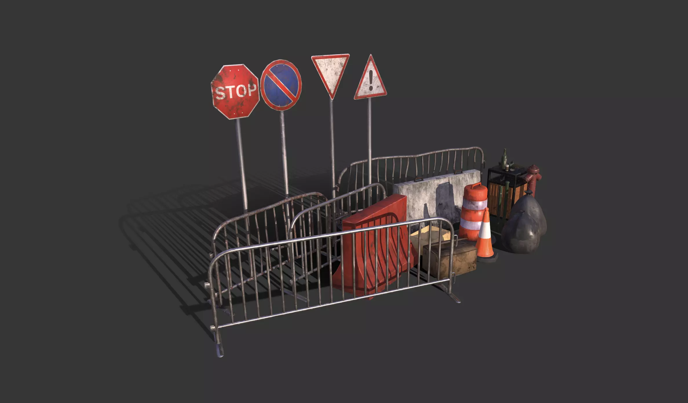 Street Traffic Asset Pack Low-poly 3D model_2