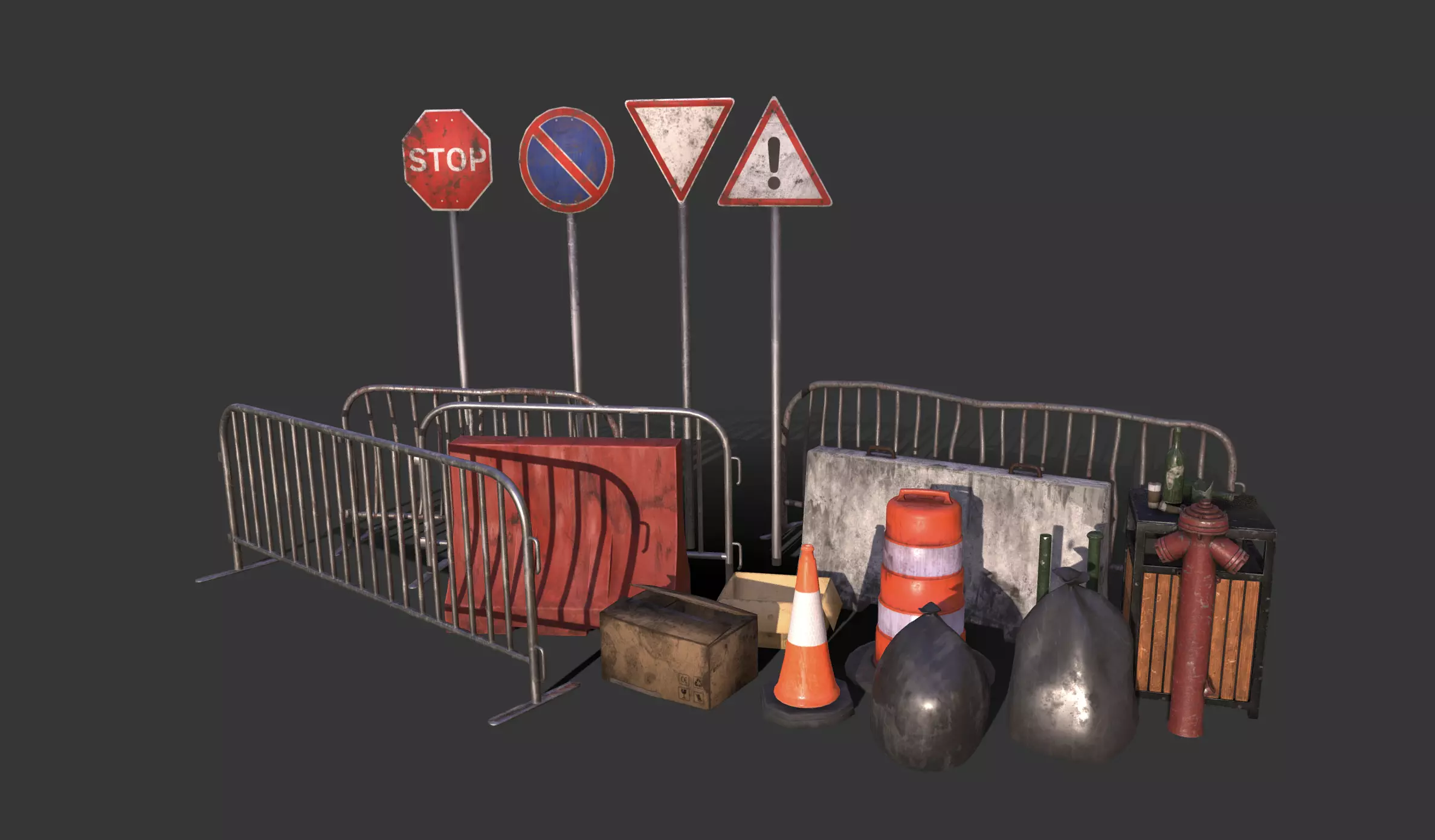 Street Traffic Asset Pack Low-poly 3D model_0