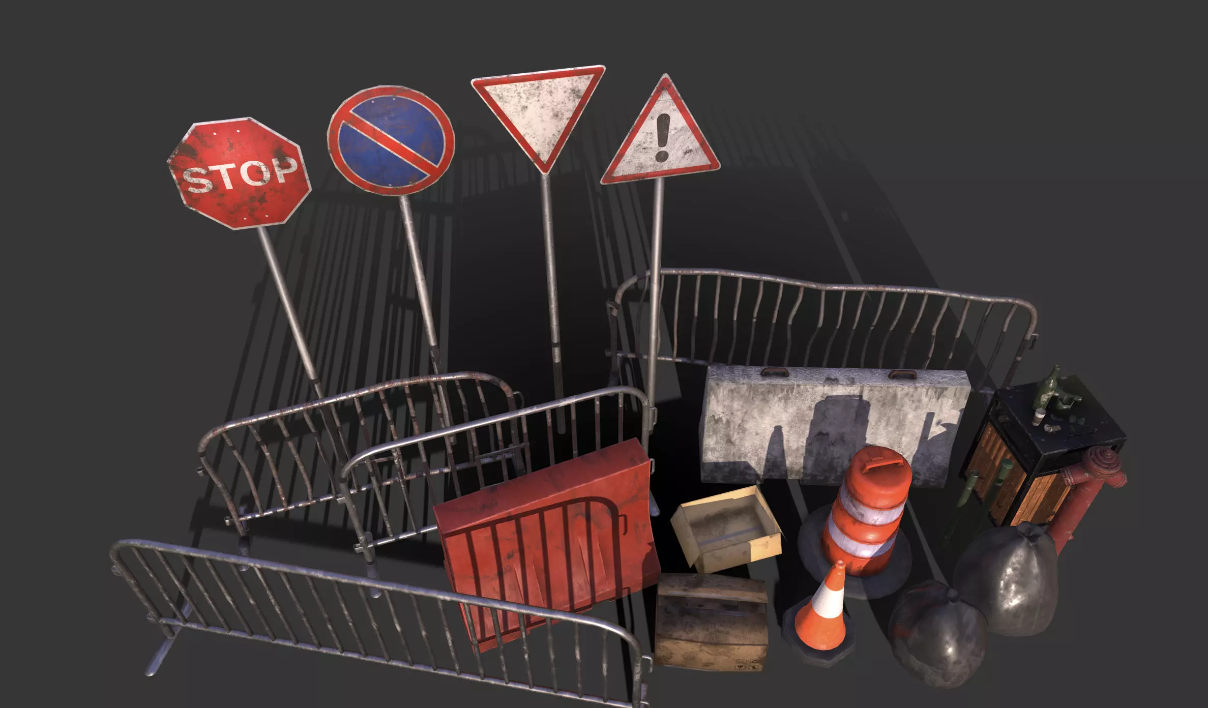 Street Traffic Asset Pack Low-poly 3D model_14