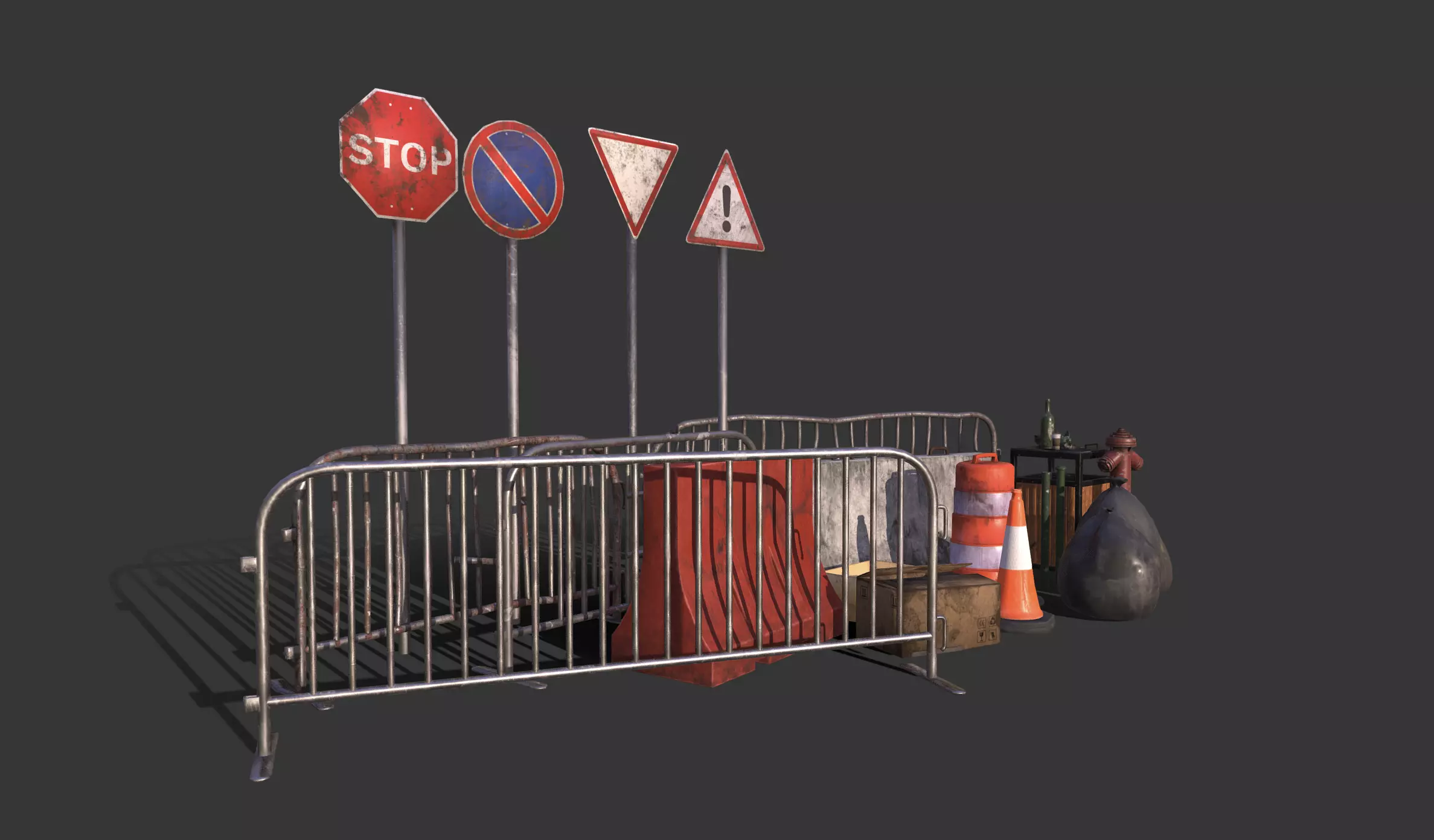 Street Traffic Asset Pack Low-poly 3D model_32