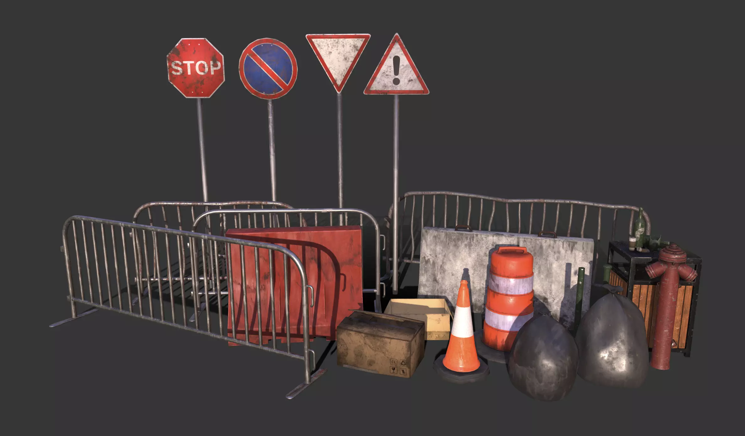 Street Traffic Asset Pack Low-poly 3D model_34