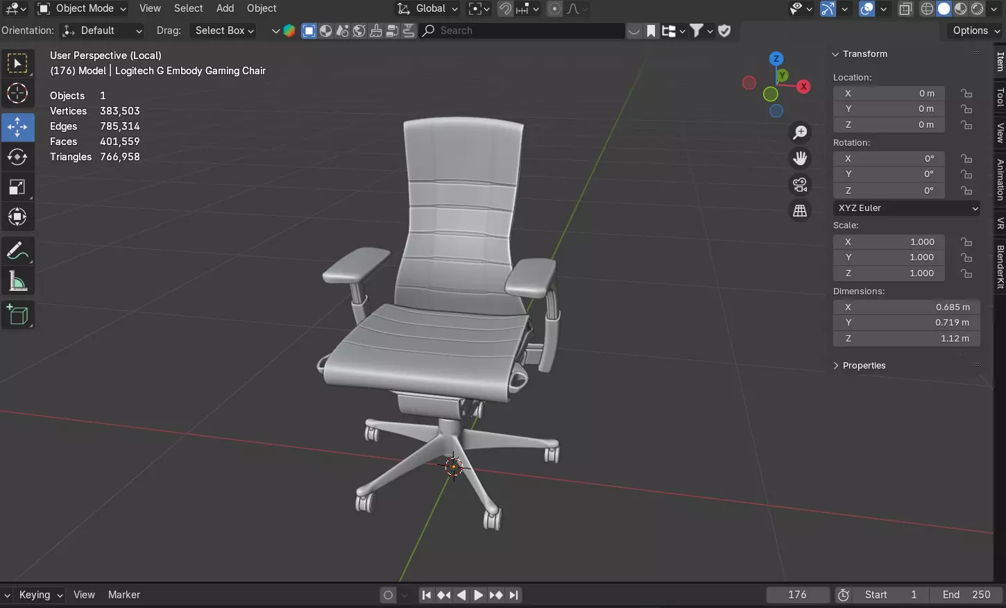 Logitech G Embody Gaming Chair - Base Model 3D model_11