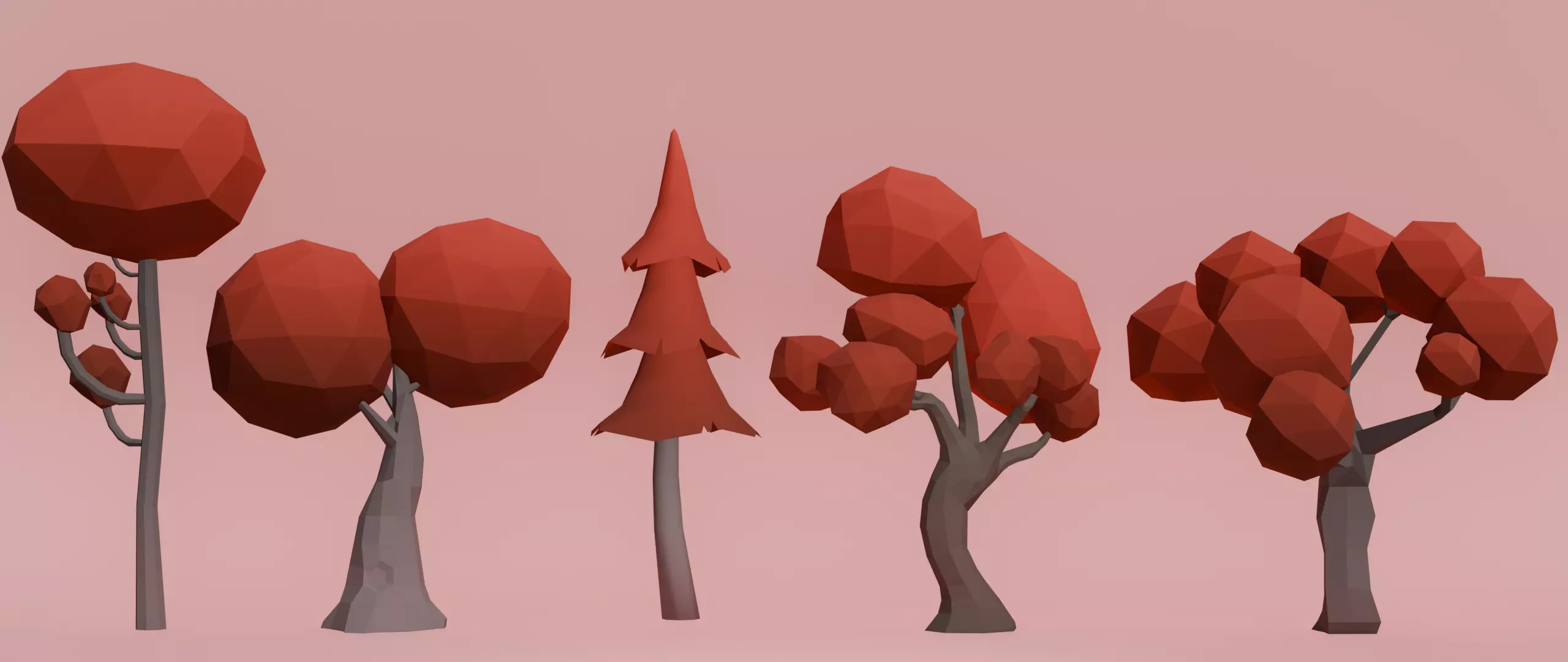 Low Poly Trees Pack Asset Bundle Low-poly 3D model_4