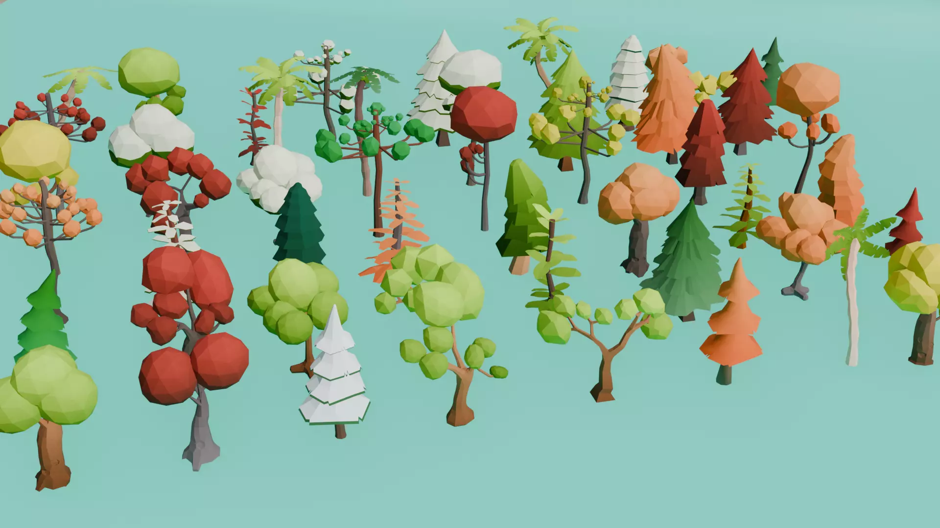 Low Poly Trees Pack Asset Bundle Low-poly 3D model_2