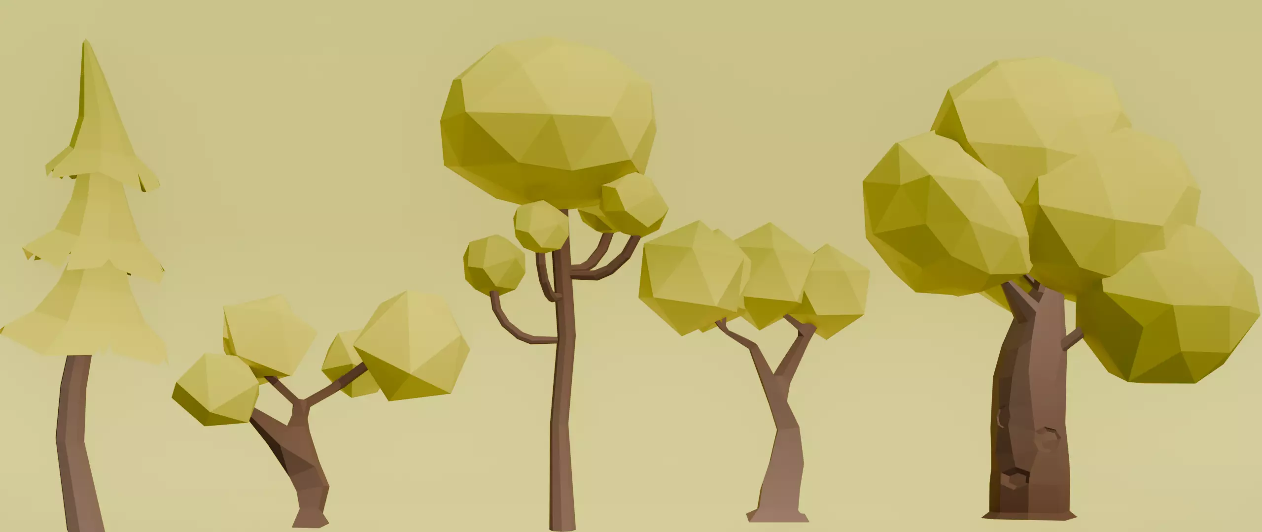 Low Poly Trees Pack Asset Bundle Low-poly 3D model_7