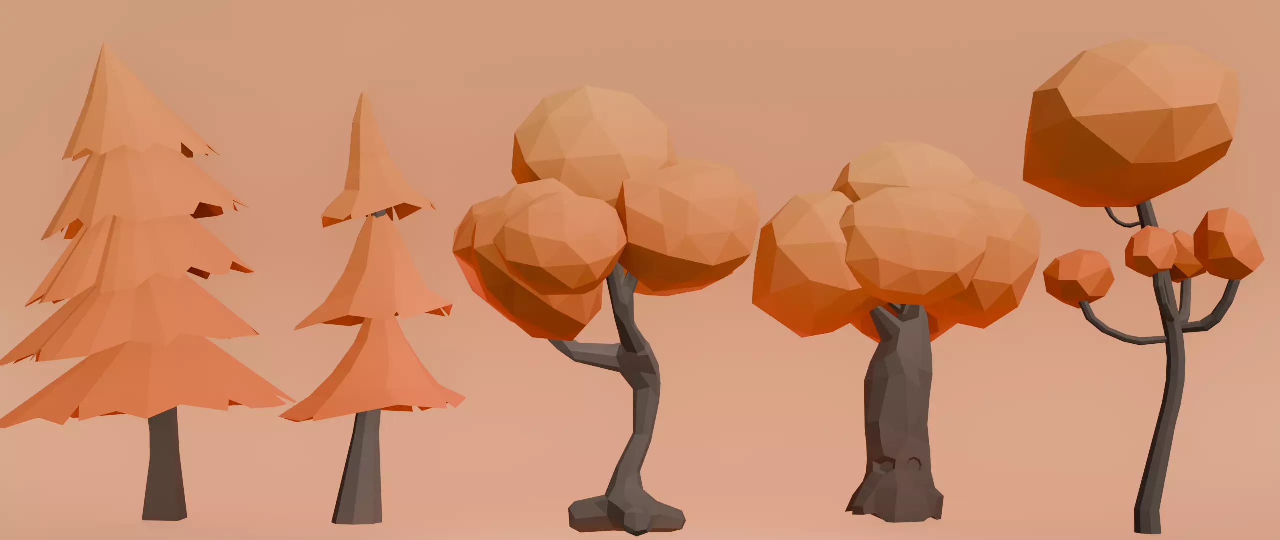 Low Poly Trees Pack Asset Bundle Low-poly 3D model_8