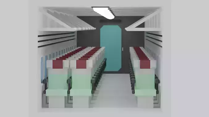 Cartoon High Speed Train Carriages Interior