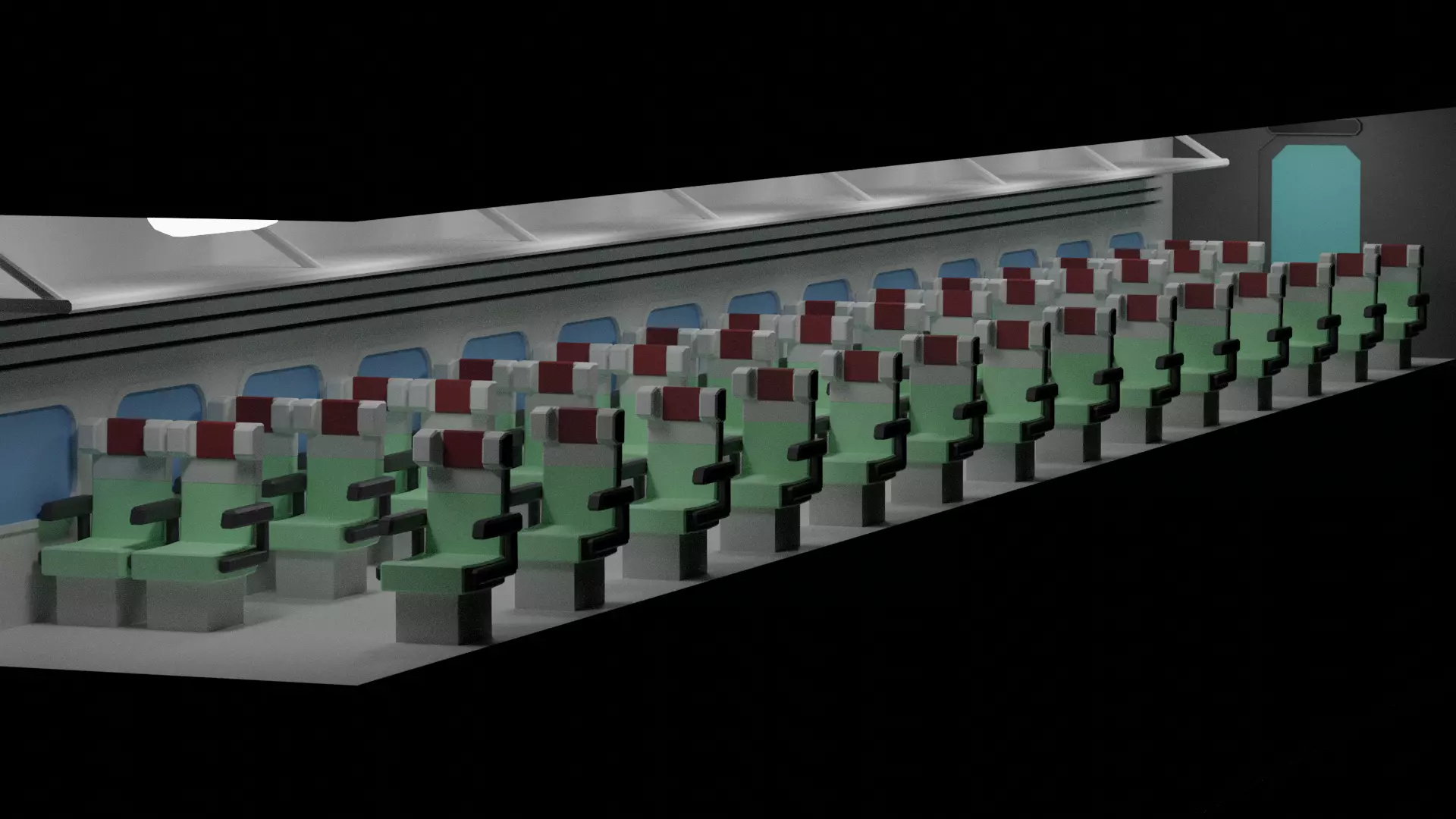 Cartoon High Speed Train Carriages Interior 3D model_3