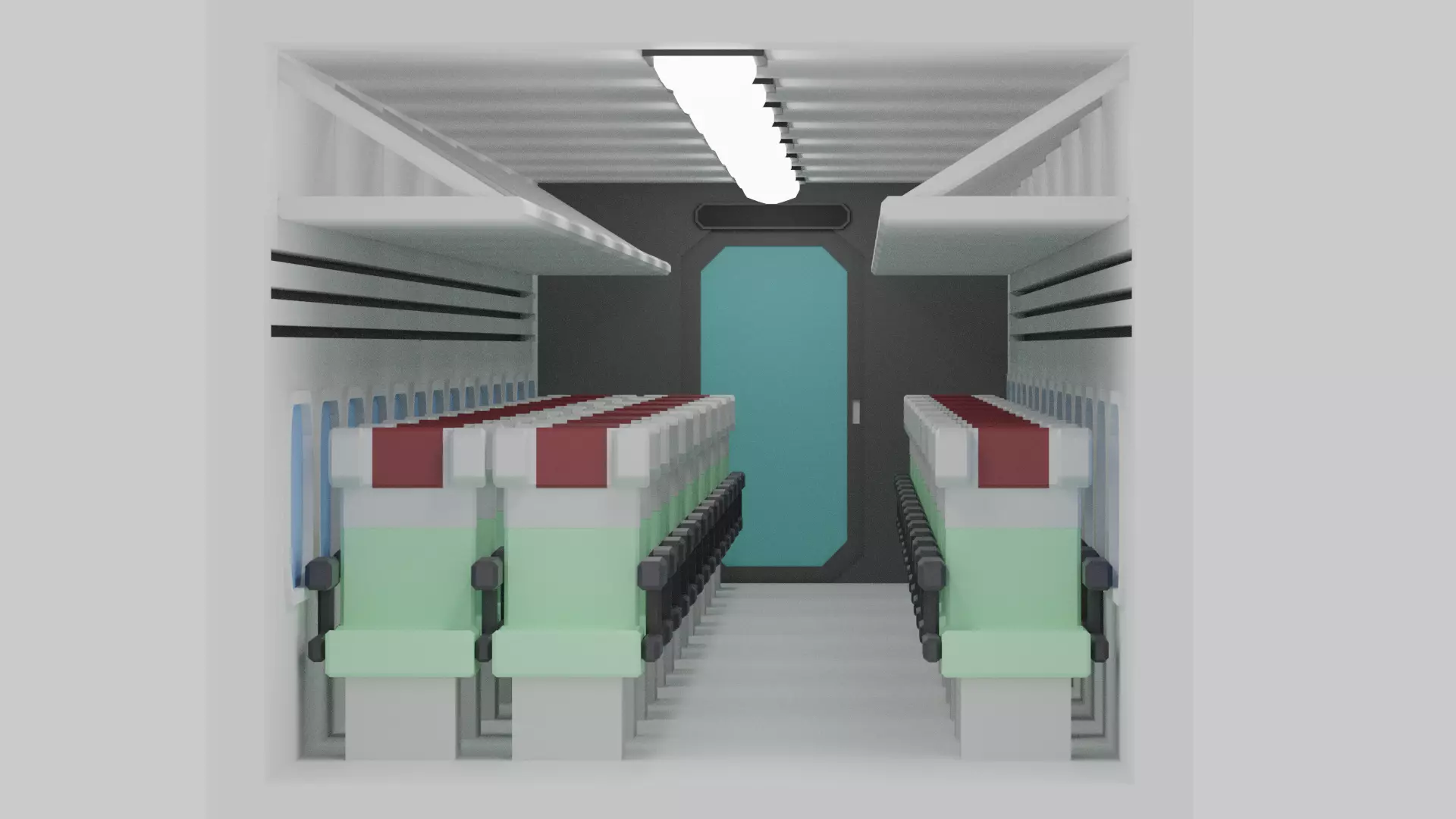 Cartoon High Speed Train Carriages Interior 3D model_1