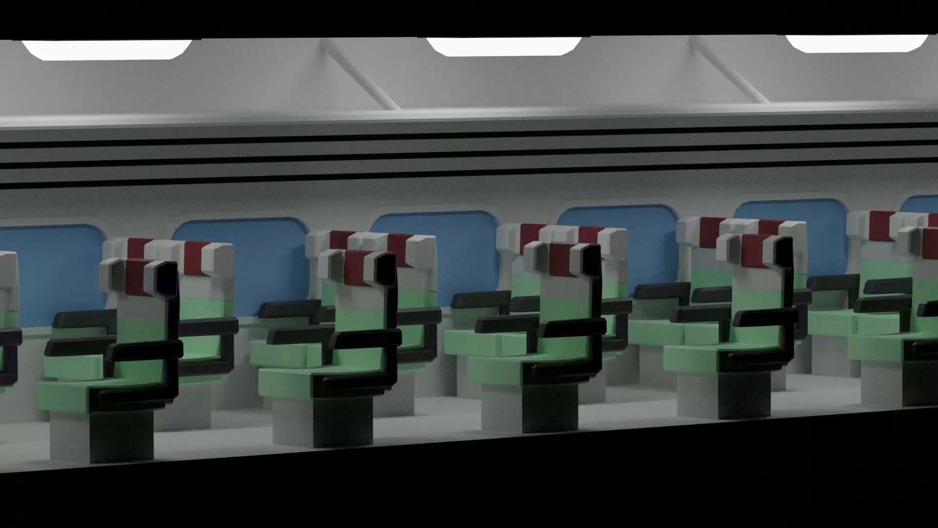 Cartoon High Speed Train Carriages Interior 3D model_6