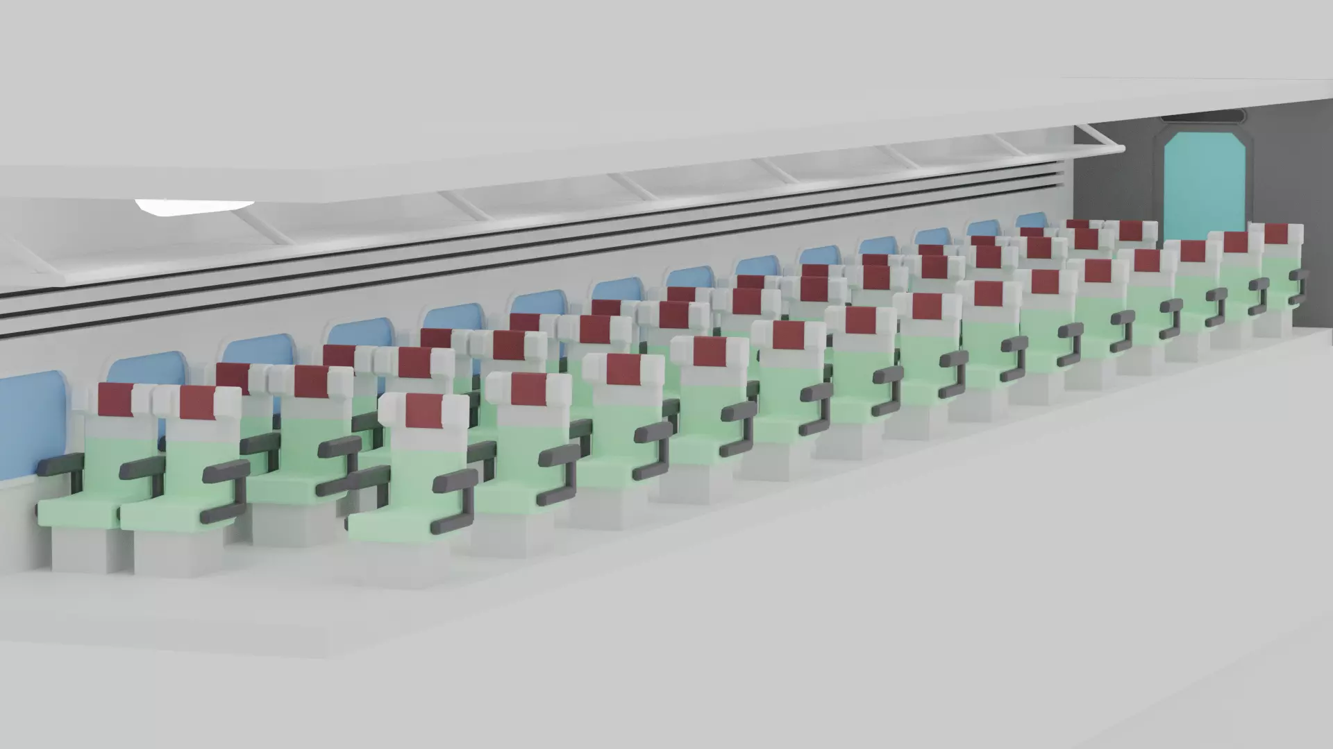 Cartoon High Speed Train Carriages Interior 3D model_2