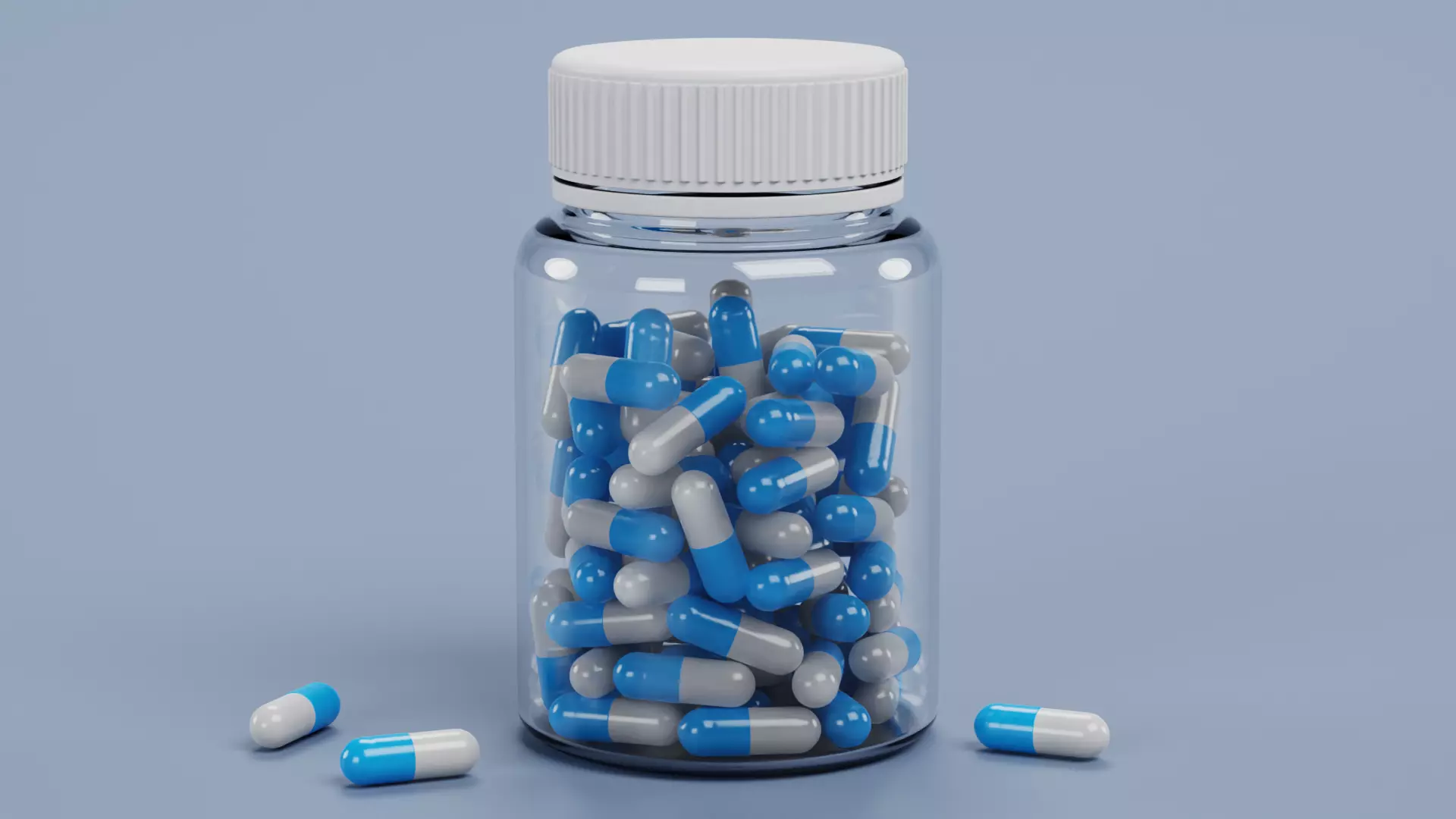 Bottle with Pills - Pharmacy Container with Medical Capsules 3D model