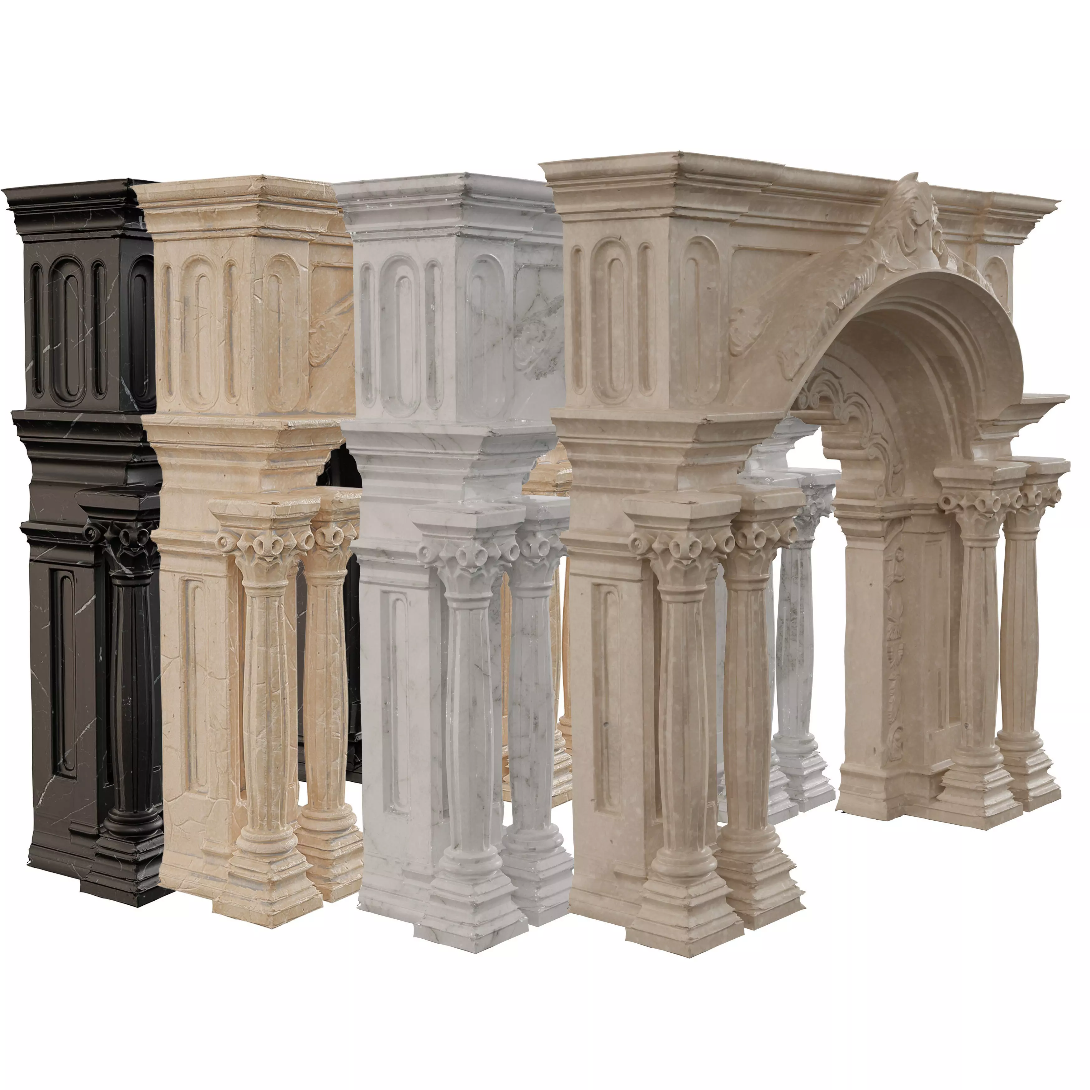 Classical Architectural Arc 02 - Ornate Archway Low-poly 3D model_2