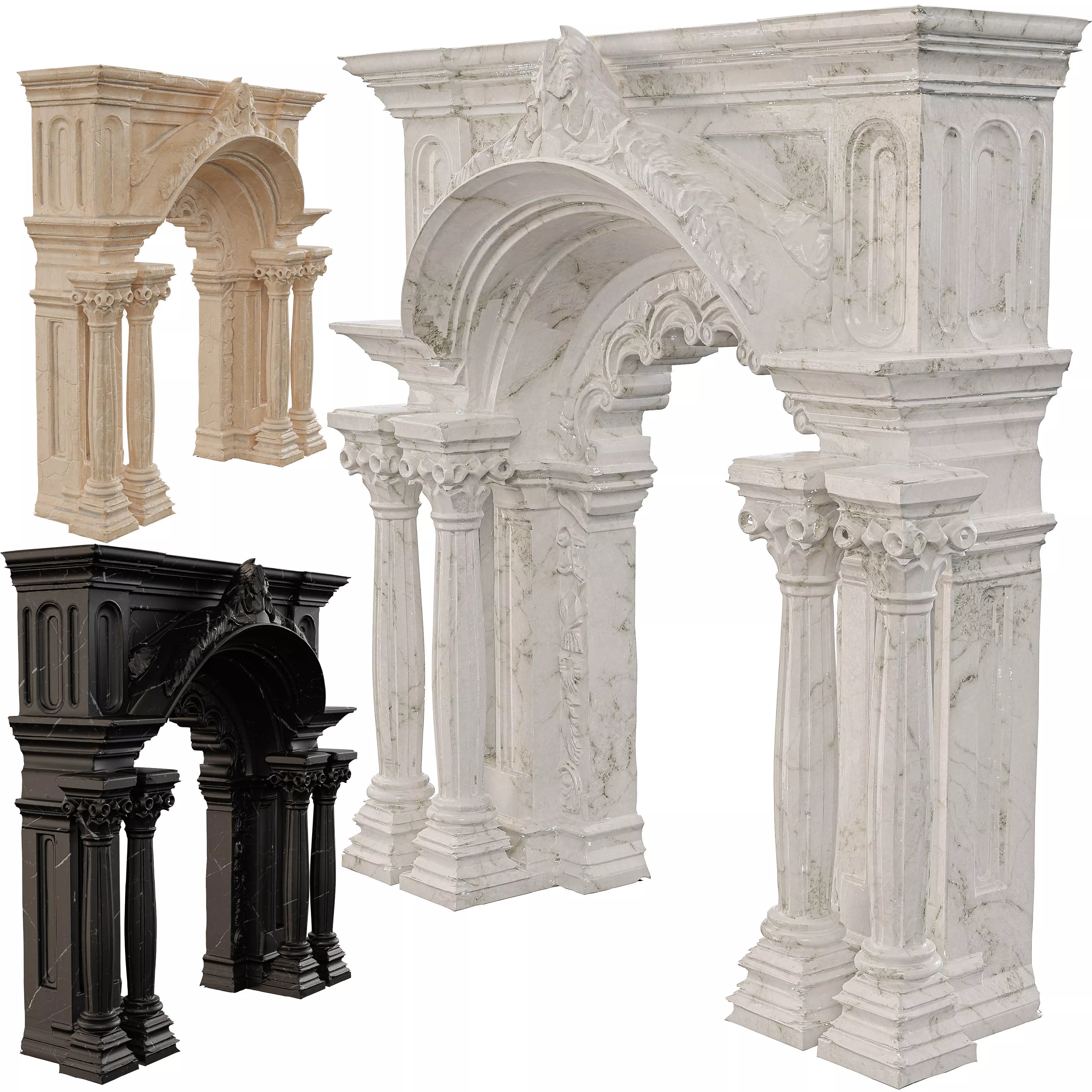 Classical Architectural Arc 02 - Ornate Archway Low-poly 3D model_7