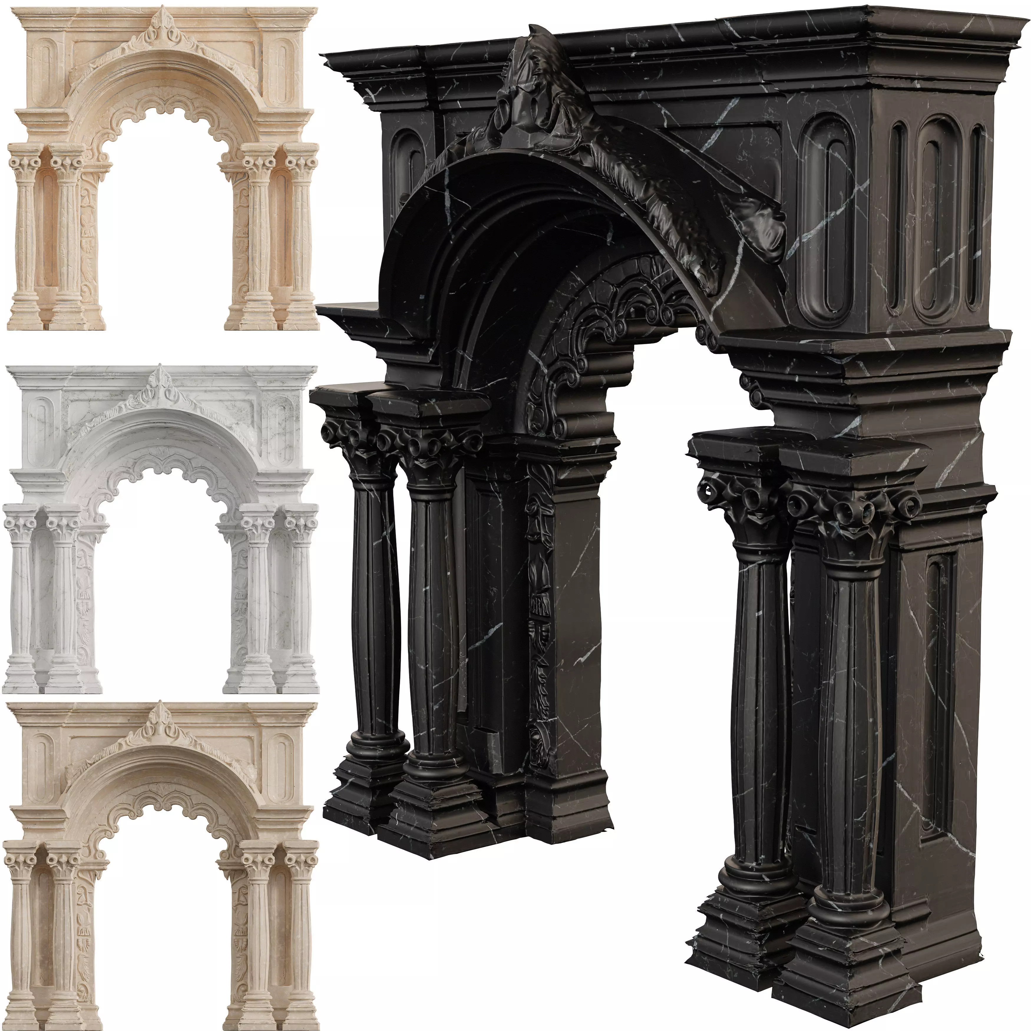Classical Architectural Arc 02 - Ornate Archway Low-poly 3D model_4
