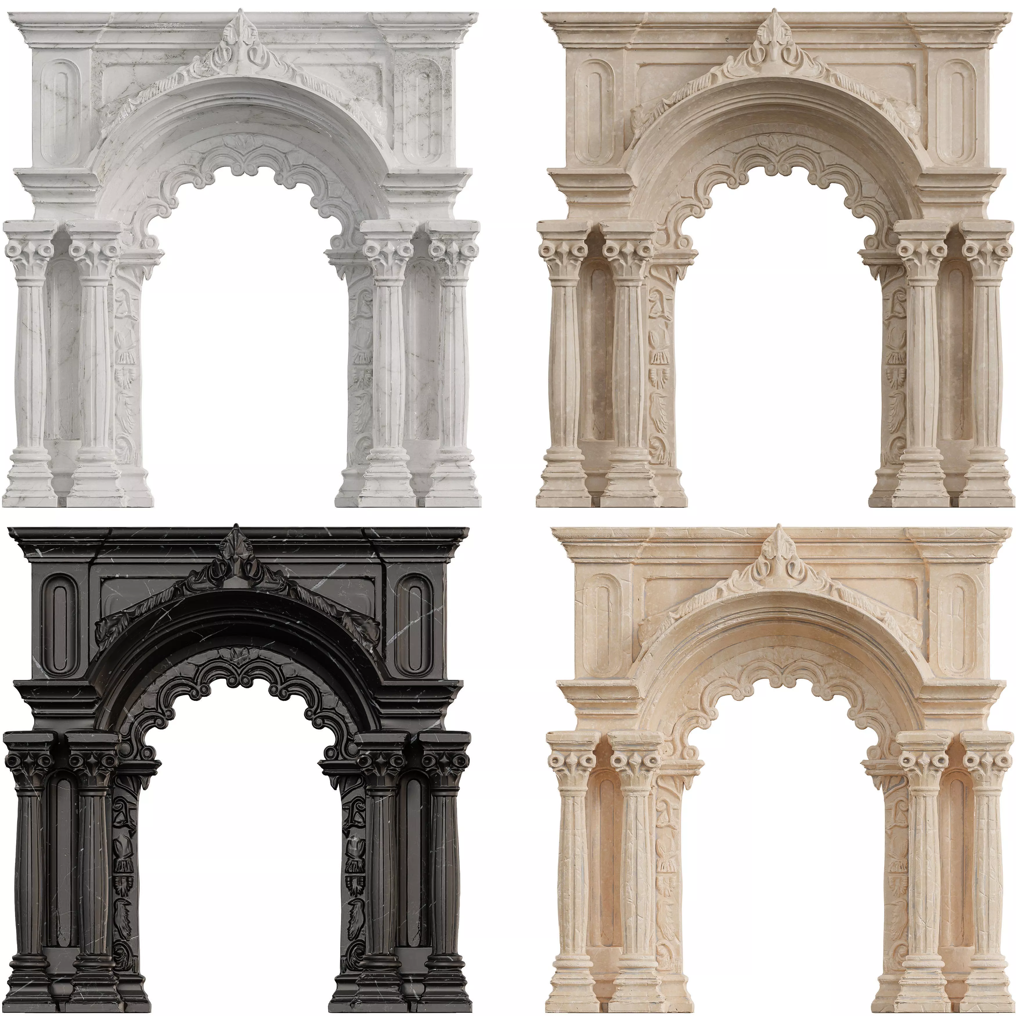 Classical Architectural Arc 02 - Ornate Archway Low-poly 3D model_6