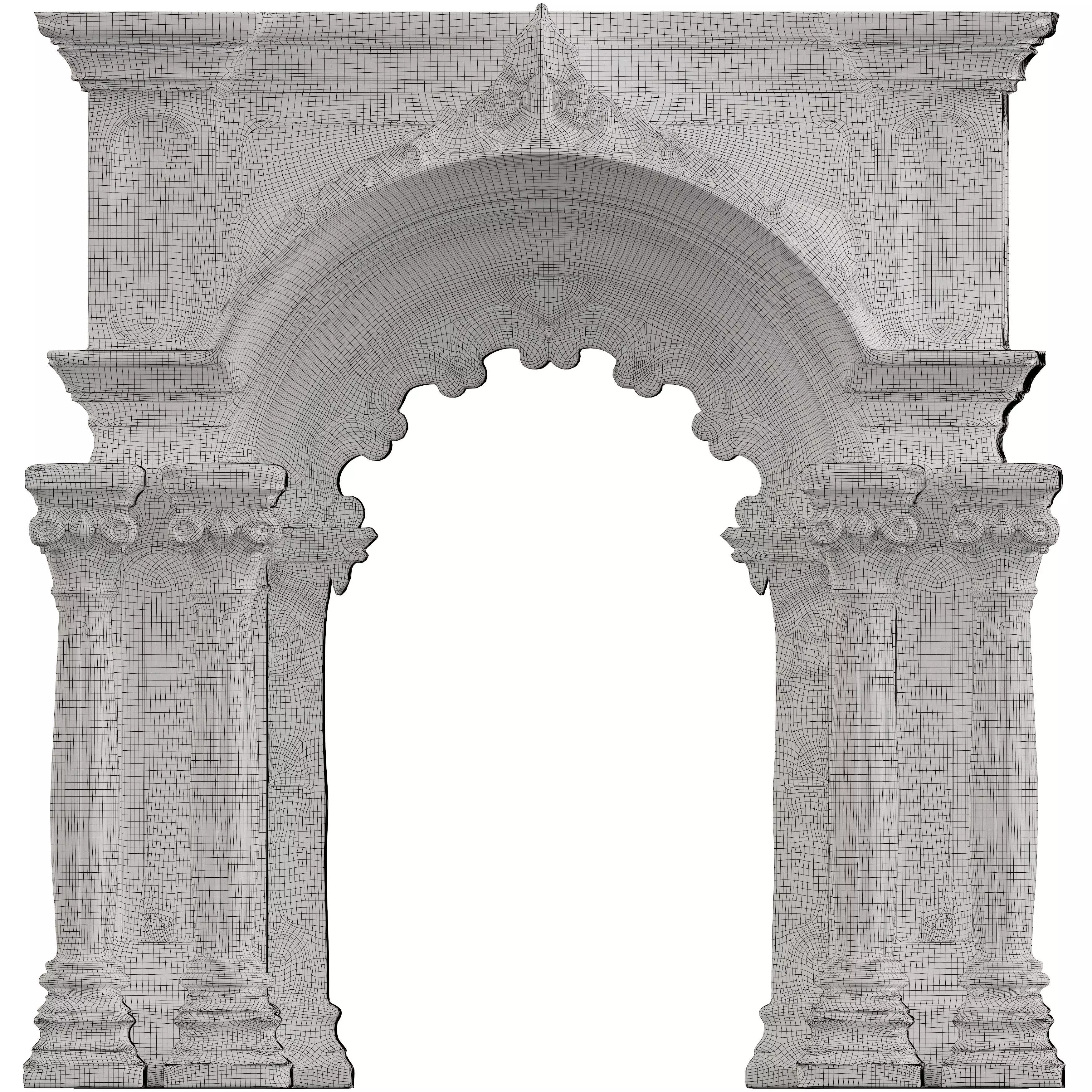 Classical Architectural Arc 02 - Ornate Archway Low-poly 3D model_8