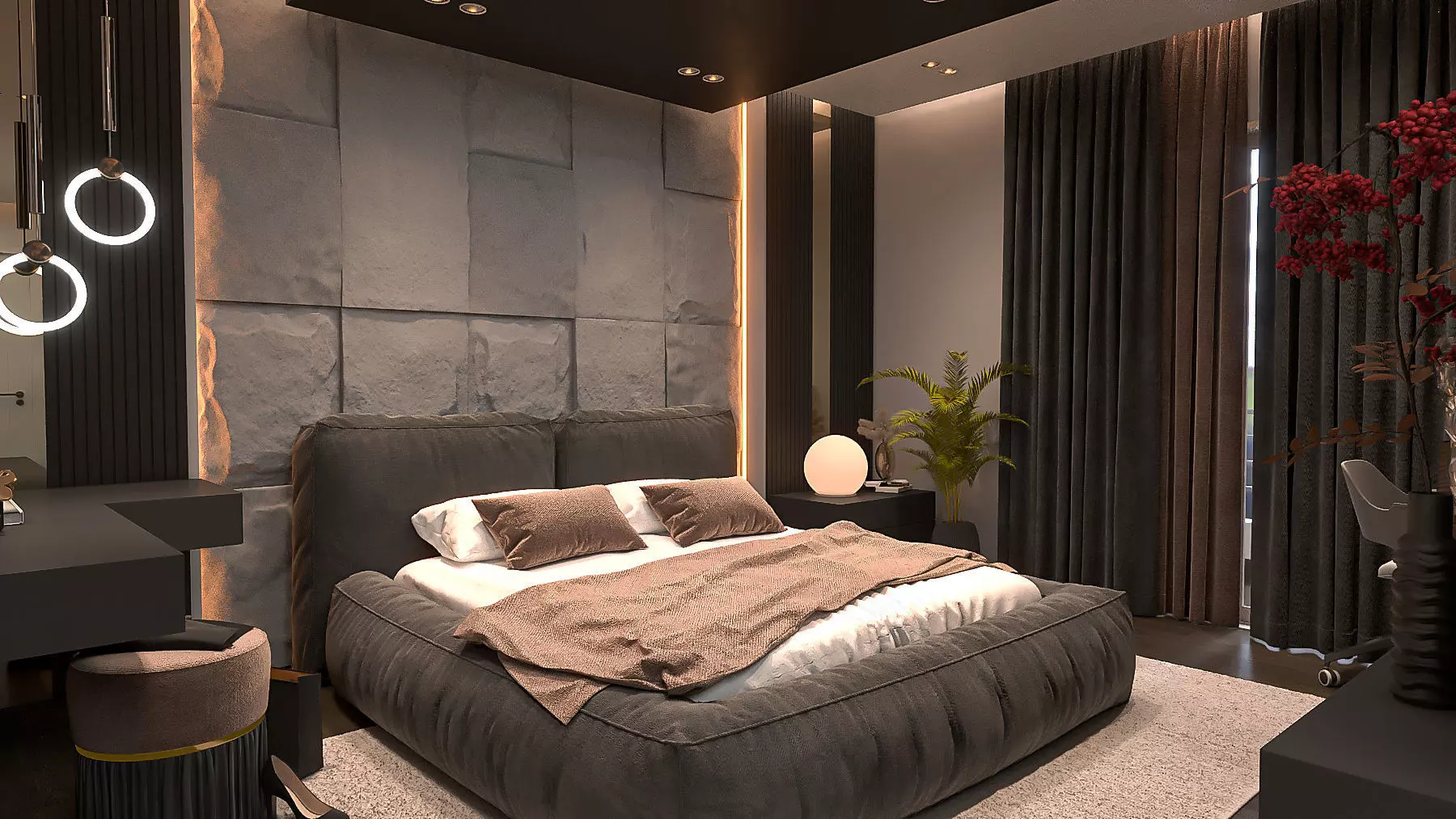 master bedroom-children room 3D model_2