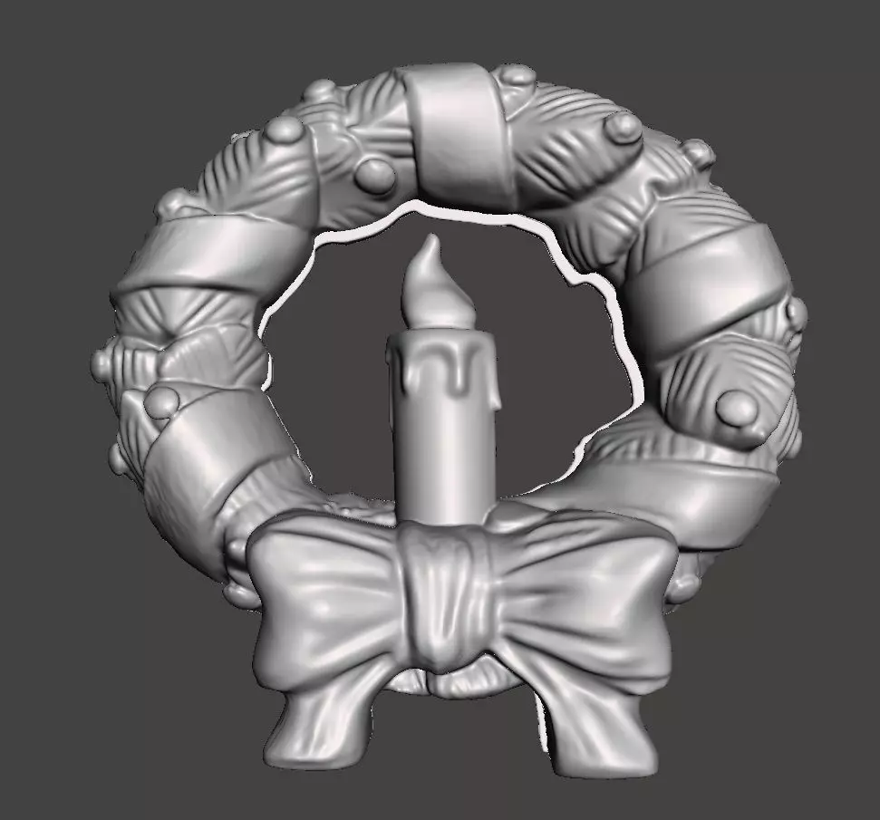 Christmas wreath decoration solid and 2 part for led lights 3D print model_6