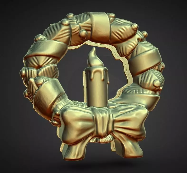 Christmas wreath decoration solid and 2 part for led lights 3D print model_0