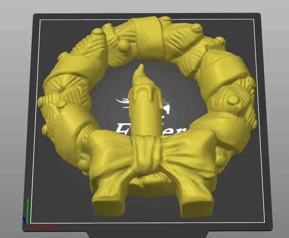 Christmas wreath decoration solid and 2 part for led lights 3D print model_9