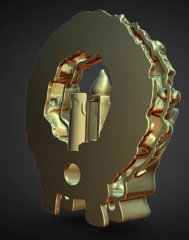 Christmas wreath decoration solid and 2 part for led lights 3D print model_3