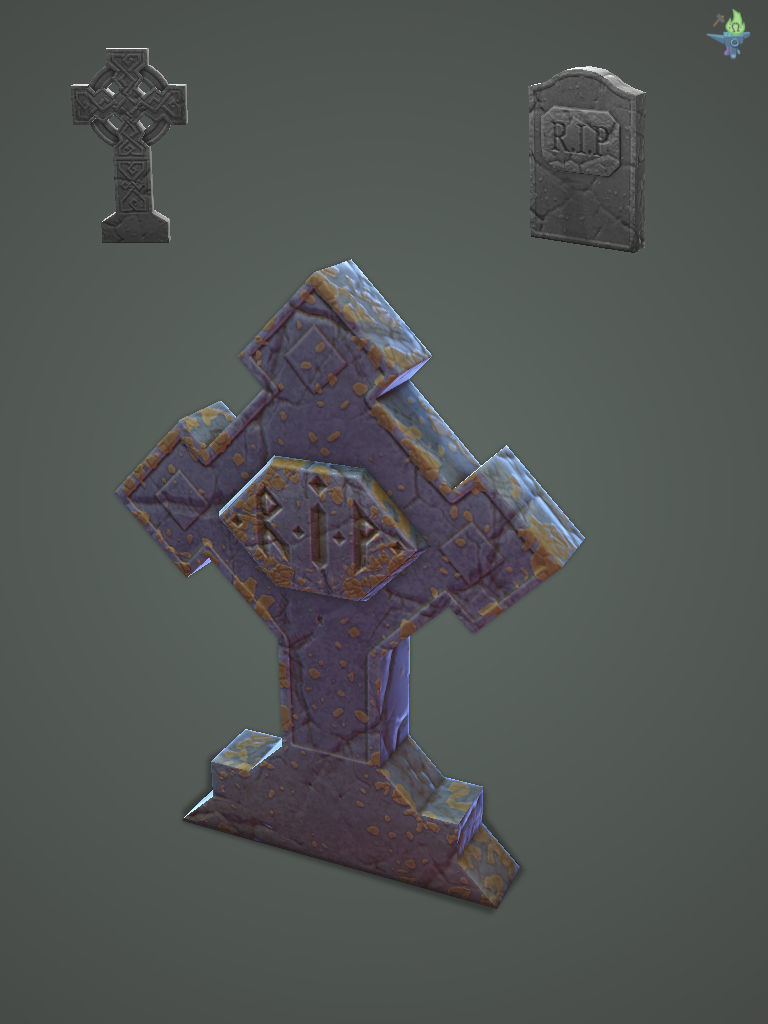 11 Tombstones Low-poly 3D model_7