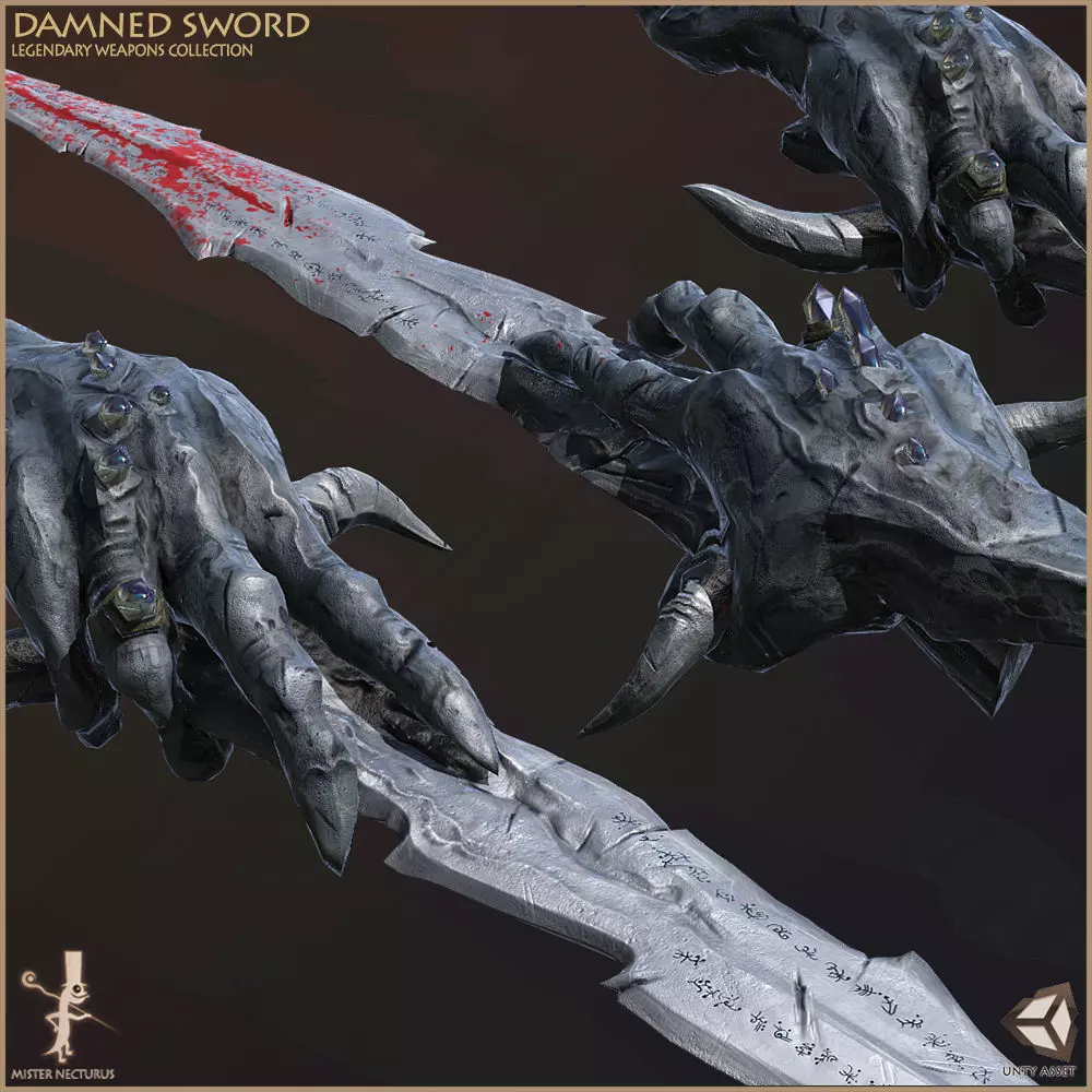 Legendary Damned Sword Low-poly 3D model_0